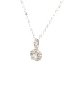 18K White Gold Petite Halo llusion Setting Diamond Necklace