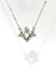 18K White Gold Flower Baby Pearl Diamond Necklace