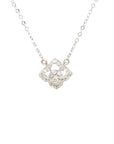 18K White Gold Sharp Hollow Four Leaf Clover Diamond Necklace