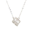 18K White Gold Sharp Hollow Four Leaf Clover Diamond Necklace