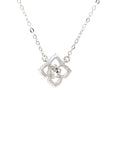 18K White Gold Sharp Hollow Four Leaf Clover Diamond Necklace