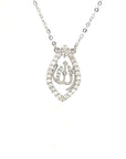 18K White Gold Love Oval Diamond Necklace