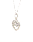 18K White GoldReverse Twisted Double Heart Diamond Necklace