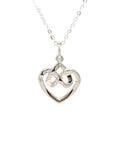 18K White GoldReverse Twisted Double Heart Diamond Necklace