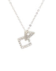 18K White Gold Polygon Inter-Locking Diamond Necklace