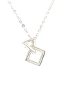 18K White Gold Polygon Inter-Locking Diamond Necklace