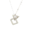 18K White Gold Polygon Inter-Locking Diamond Necklace