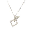 18K White Gold Polygon Inter-Locking Diamond Necklace