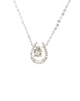 18K White Gold U Shaped Swing Stone Full Diamond Necklace