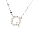 18K White Gold Classic Alphabet Q Full Diamond Necklace