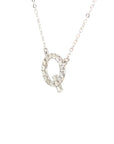 18K White Gold Classic Alphabet Q Full Diamond Necklace