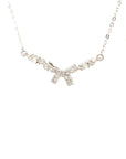 18K White Gold Center Bow Diamond Necklace