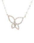 18K White Gold Crossover Butterfly Full Diamond Necklace