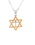 18K Rose Gold Cross Star Diamond Necklace