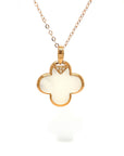 18K Rose Gold Simple Flower Mother of Pearl Diamond Necklace