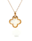 18K Rose Gold Simple Flower Mother of Pearl Diamond Necklace