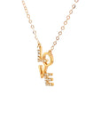 18K Rose Gold Classic Font Vertical Love Full Diamond Necklace