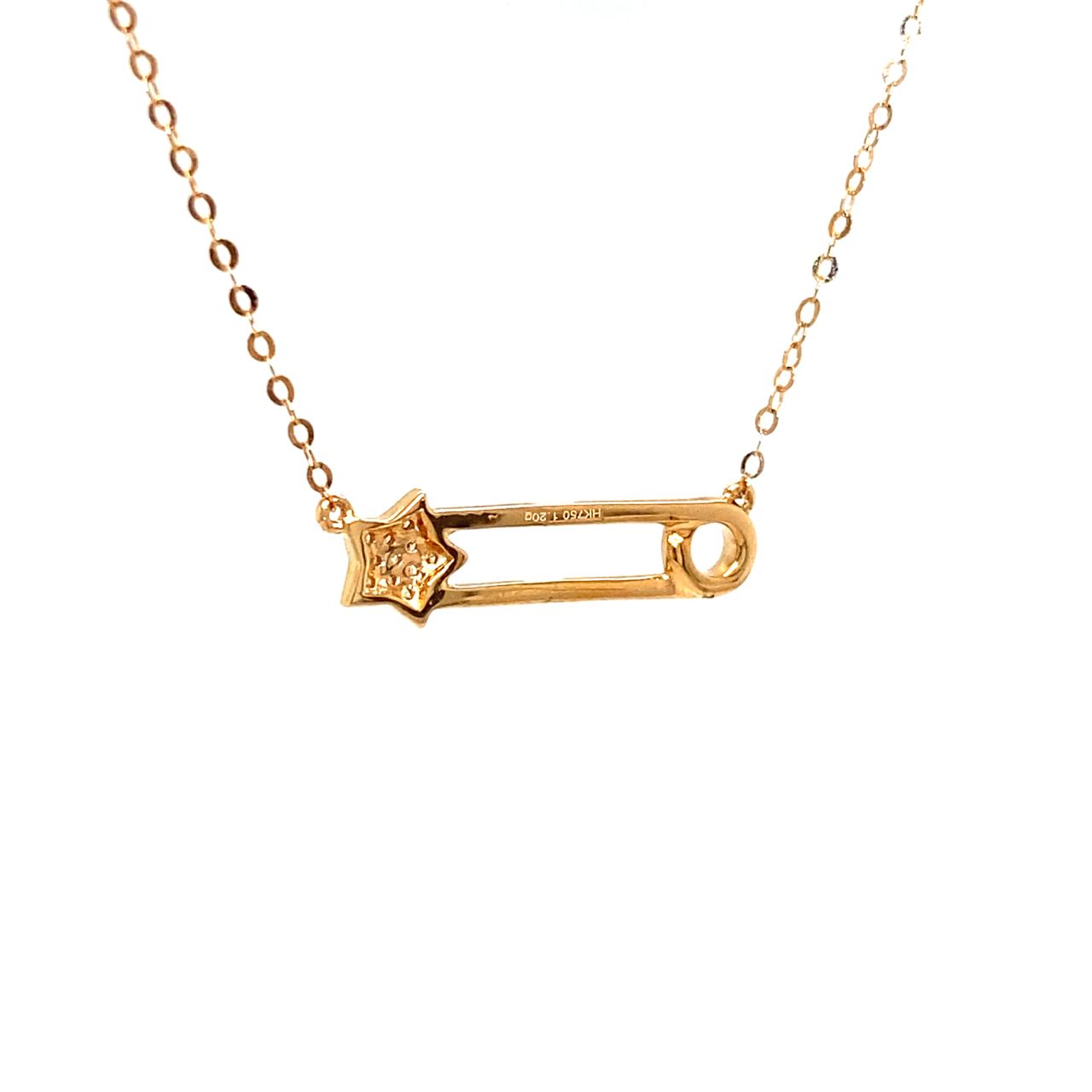 18K Rose Gold Star Pin Diamond Necklace