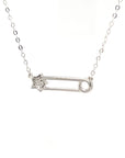 18K White Gold Star Pin Diamond Necklace