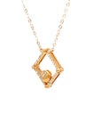 18K Rose Gold Mechanical Open Square Circle Diamond Necklace
