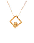 18K Rose Gold Mechanical Open Square Circle Diamond Necklace