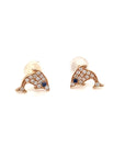 18K Rose Gold Mini Dolphin Sapphire Diamond Earrings