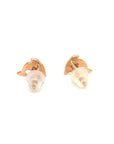 18K Rose Gold Mini Dolphin Sapphire Diamond Earrings
