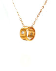 18K Rose Gold Roman Timeless Weel Diamond Necklace