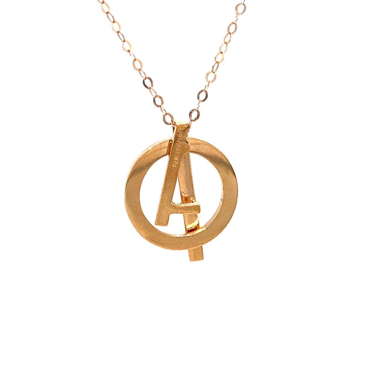 18K Rose Gold Circle A Diamond Necklace