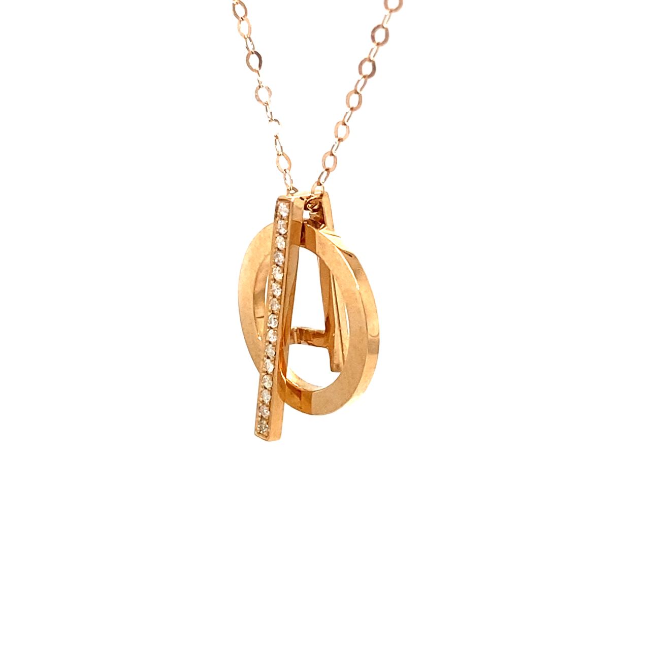 18K Rose Gold Circle A Diamond Necklace