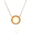 18K Rose Gold Flat Love Round Mother of Pearl Diamond Necklace