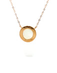 18K Rose Gold Flat Love Round Mother of Pearl Diamond Necklace