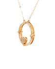 18K Rose Gold Mechanical Open Circle Heart Diamond Necklace