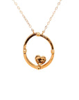 18K Rose Gold Mechanical Open Circle Heart Diamond Necklace