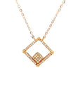 18K Rose Gold Mechanical Open Square Full Diamond Necklace