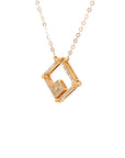 18K Rose Gold Mechanical Open Square Full Diamond Necklace