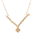 18K Rose Gold Mechanical Open Square Full Diamond Necklace