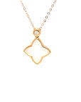 18K Rose Gold Sharp Flower Mother Of Pearl  Diamond Necklace