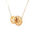 18K Rose Gold Mechanical Moveable Circle Cross Diamond Necklace