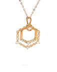 18K Rose Gold Leaf Hexagon Diamond Necklace