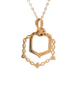 18K Rose Gold Leaf Hexagon Diamond Necklace