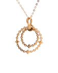 18K Rose Gold Double Leaf Circle Diamond Necklace