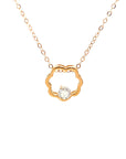 18K Rose Gold Flower Single Stone Illusion Setting Diamond Necklace