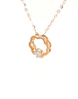 18K Rose Gold Flower Single Stone Illusion Setting Diamond Necklace
