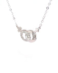 18K White Gold Boy Girl Sign Diamond Necklace