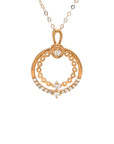 18K Rose Gold Leaf Cricle Diamond Necklace