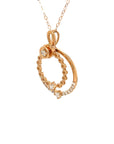18K Rose Gold Leaf Cricle Diamond Necklace