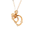 18K Rose Gold Double Heart Diamond Necklace