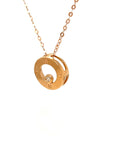 18K Rose Gold 3D Circle Diamond Charms Pendant