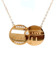 18K Rose Gold Mechanical Double Circle LUCKY LOVE U Diamond Necklace